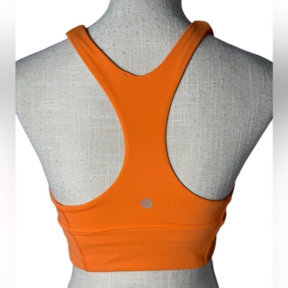 Lululemon Bright Orange Wunder Train Medium Support Longline Sports Bra Size 8 - Picture 6 of 8